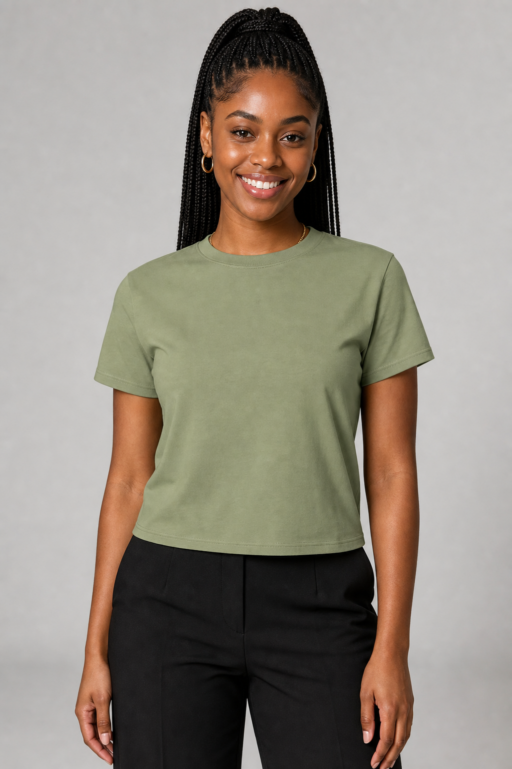 Women's High-Waisted Tee — On model